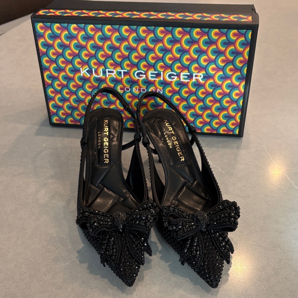 Kurt Geiger Belgravia bow crystal slip on